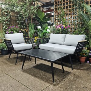 מערכת ישיבה "אטלס" בסיס שחור ריפוד אפור בהיר