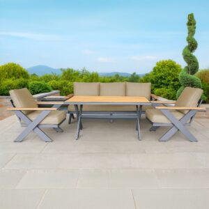 מערכת ישיבה "גלבוע" בסיס אפור ריפוד בז'