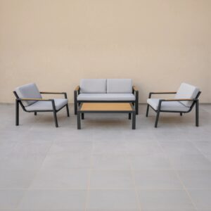 מערכת ישיבה "מצדה" בסיס אפור כהה ריפוד אפור בהיר