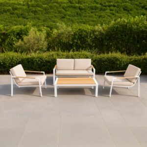 מערכת ישיבה "מצדה" בסיס לבן ריפוד בז'